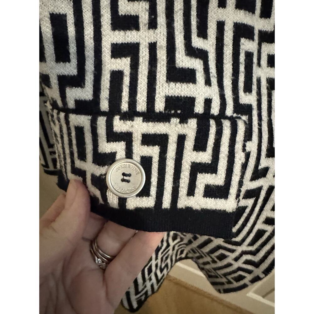 Adrienne Vittadini Stretch Knit Blazer Geometric White Black Plus 2X - Picture 4 of 8